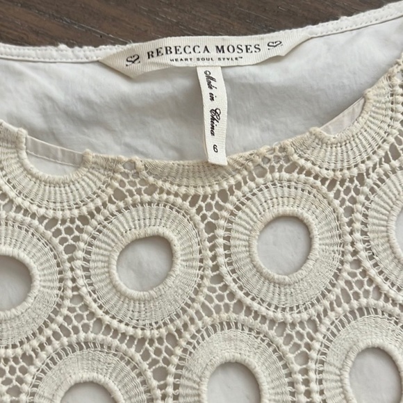 Rebecca Moses,Ivory Cotton,Circle Eyelet  Dress,Pockets,Lined,Classic,EUC Size S - Picture 5 of 14